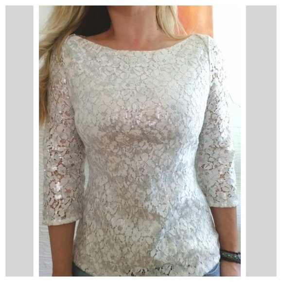 Banana Republic Tops - Banana Republic lace sequin elegant top NWT sz 2